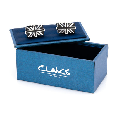 Union Jack - Flag of United Kingdom Cufflinks - Onyx & Mother of Pearl