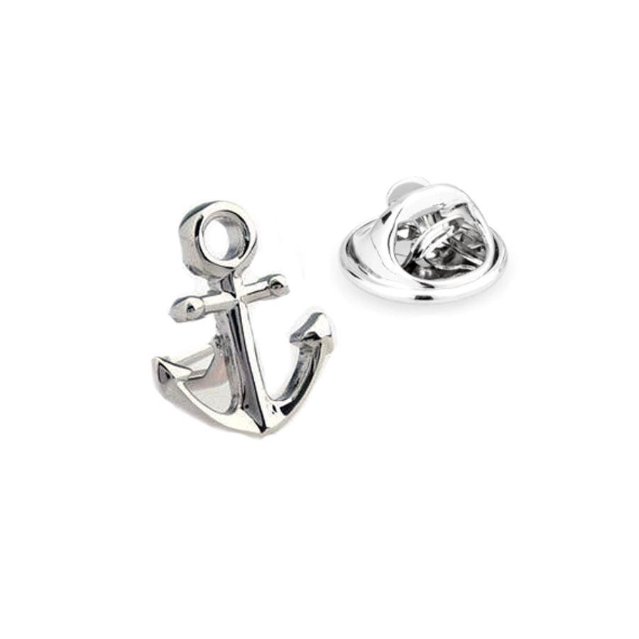 Shiny Silver Anchor Lapel Pin