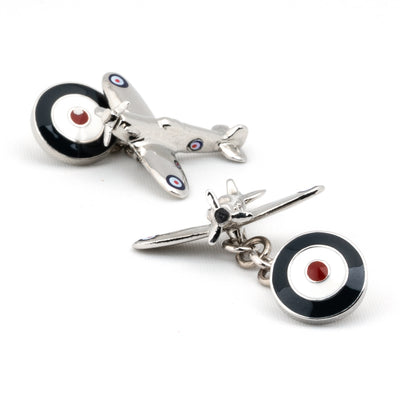 Spitfire Plane Cufflinks with Chain and Roundel