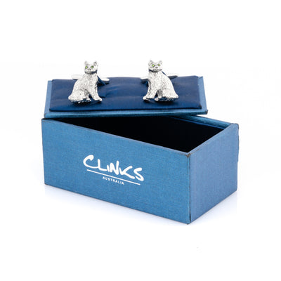 Silver cat with Crystal Eyes Cufflinks