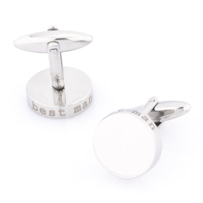 Best Man Laser Etched Round Engravable  Wedding Cufflinks