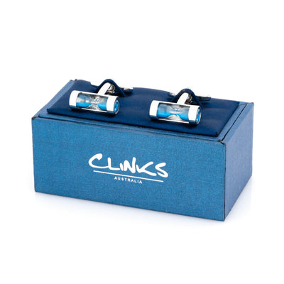 Blue Sand-Timer Hourglass Cufflinks