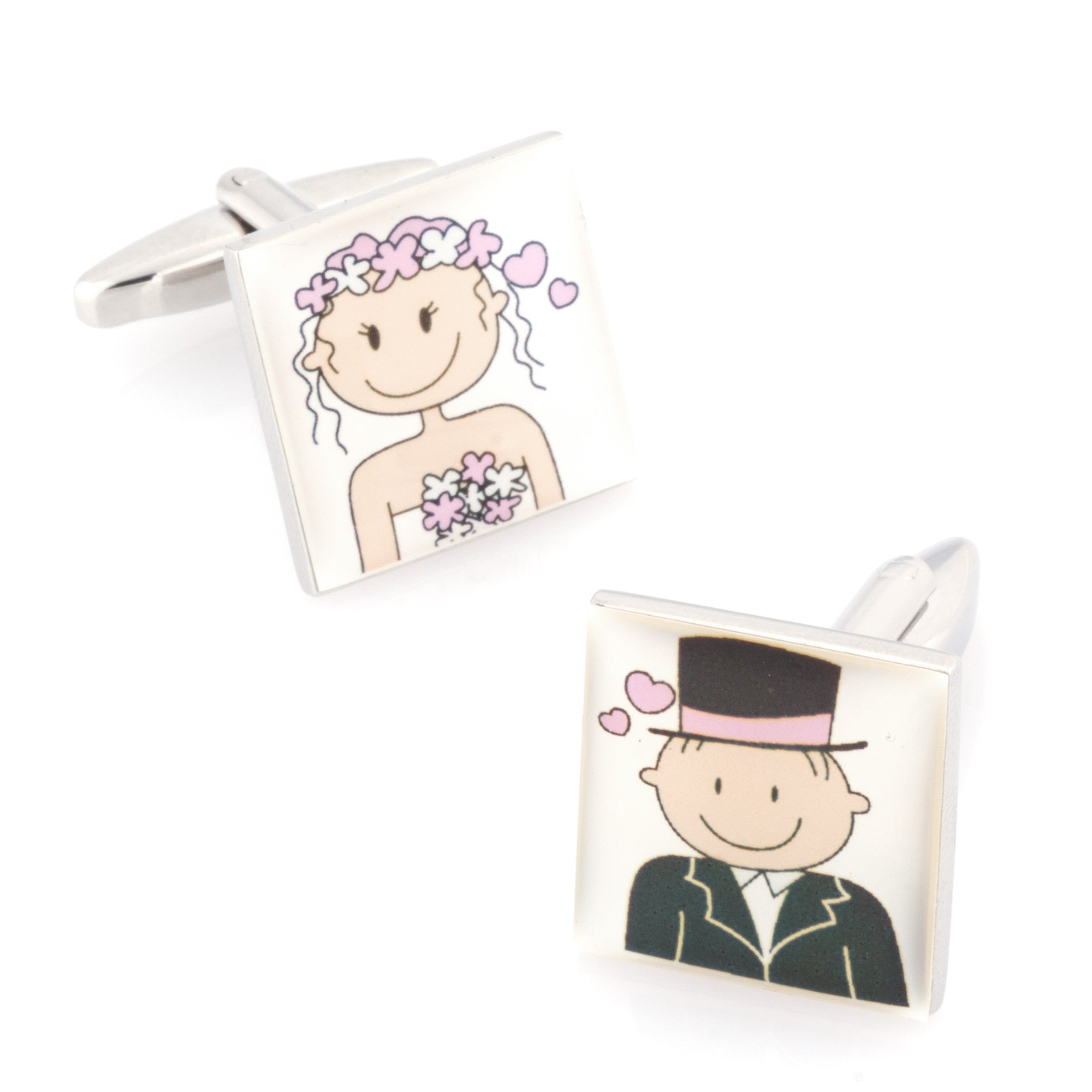 Bride & Groom Cartoon  Wedding Cufflinks