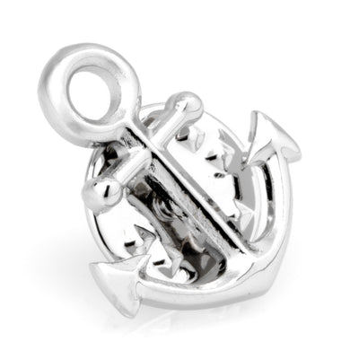 Shiny Silver Anchor Lapel Pin