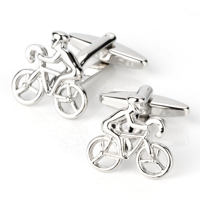 Silver Bicycle Cyclist Cufflinks