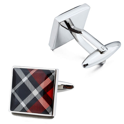 Red Scottish Tartan Plaid Cufflinks