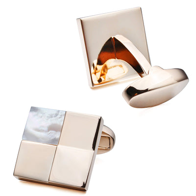 Rose Gold Four Square with Mother of Pearl Cufflinks