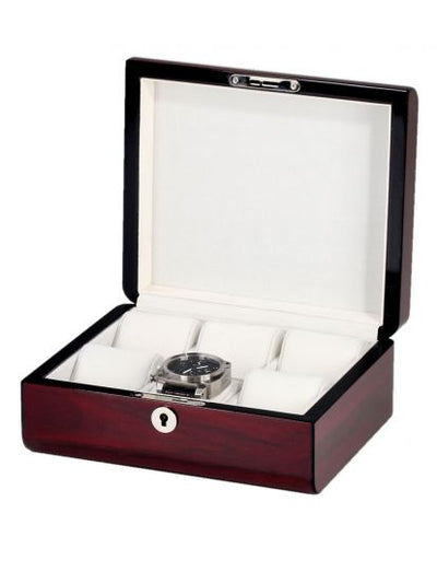 Cherry Wooden Watch Box, 6 Watch Box, Cuffed Watch Box, Clinks Australia Watch Box, Cherry Watch Boxes on Cuffed, Australia Watch Box, Watch Storage Box, Watch Display Box, 6 Slots Watch Box, Watch Boxes for 6, Cherry Watch Box, Wooden Watch Box, Cherry, Watch Boxes, CB5066, Clinks.com