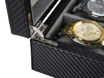 Carbon Fibre Cufflink Watch Box, Watch Boxes, Watch Box, Storage Boxes, Carbon Fibre, Leather, CB5077, Clinks.com