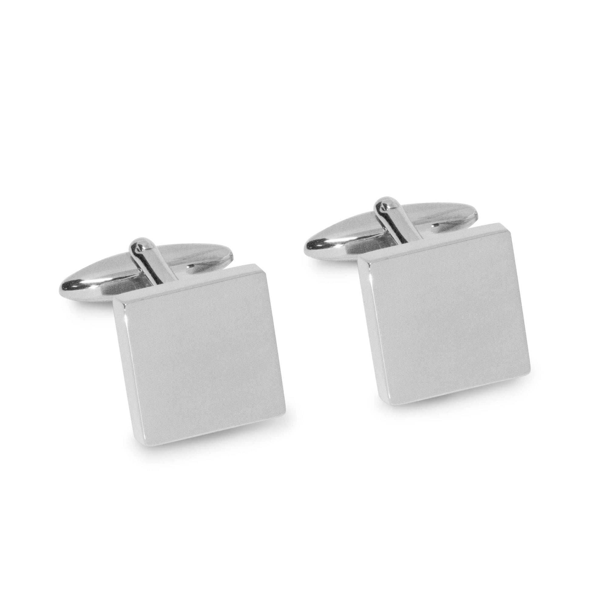 Shiny Silver Square Engravable Cufflinks