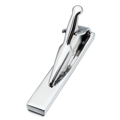 Silver Chequered Tie Clip