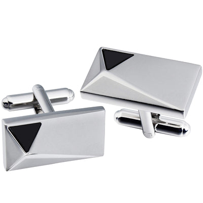 Silver Peak with Onyx Cufflinks