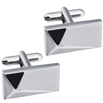 Silver Peak with Onyx Cufflinks