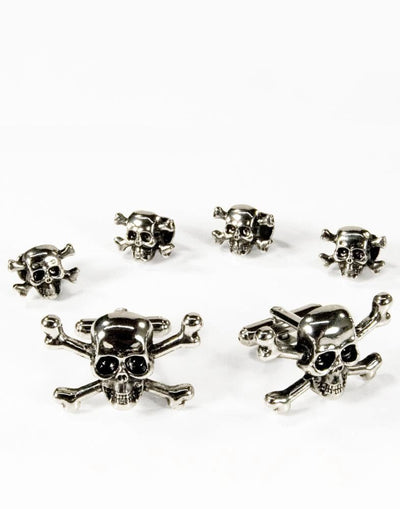 Skull & Crossbones Silver Cufflinks and Stud Set
