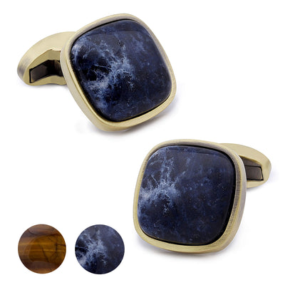 Sodalite in Antique Brass Cufflinks