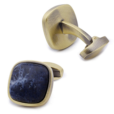 Sodalite in Antique Brass Cufflinks