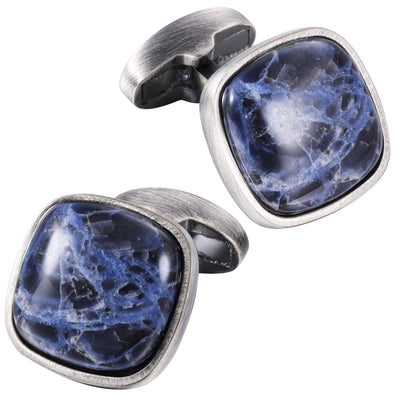 Sodalite in Antique Silver Cufflinks