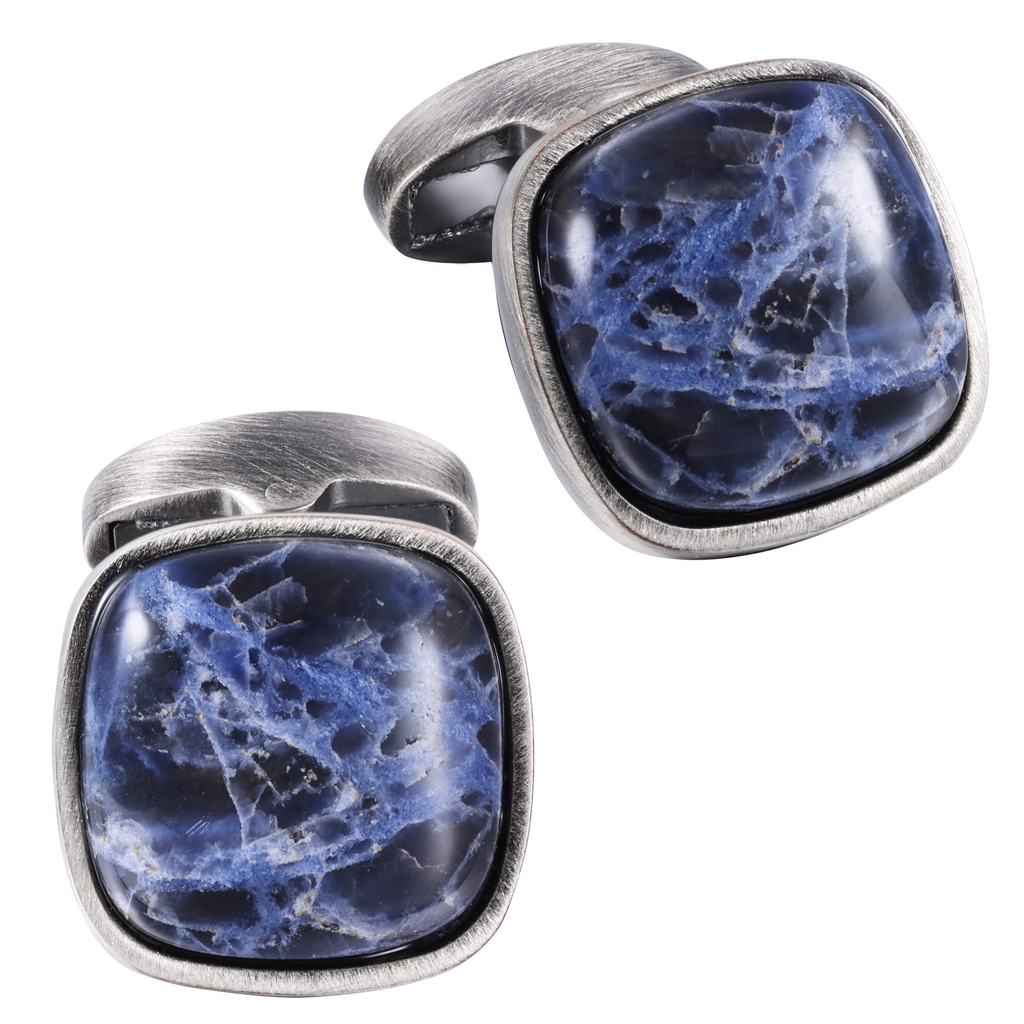 Sodalite in Antique Silver Cufflinks