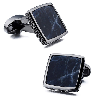 Sodalite stone in Antique Silver Cufflinks