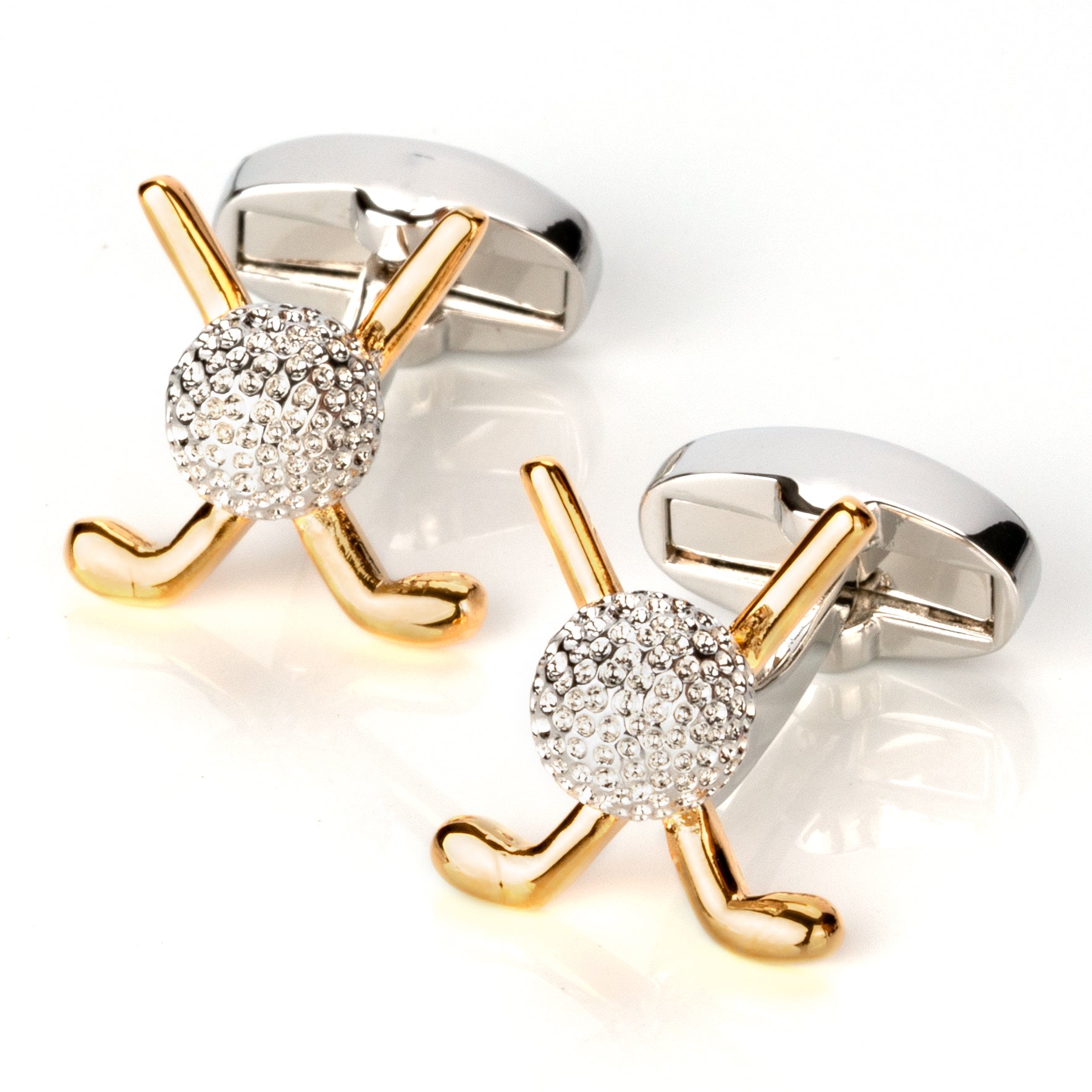 Silver and Gold Golf Club and Ball Cufflinks