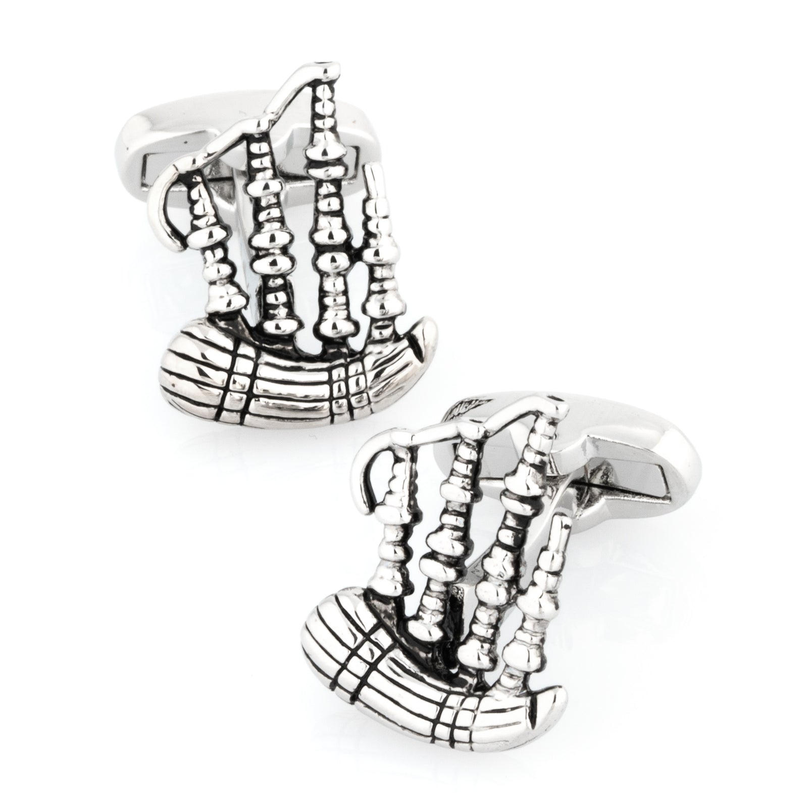 Scottish Bagpipes Cufflinks Silver