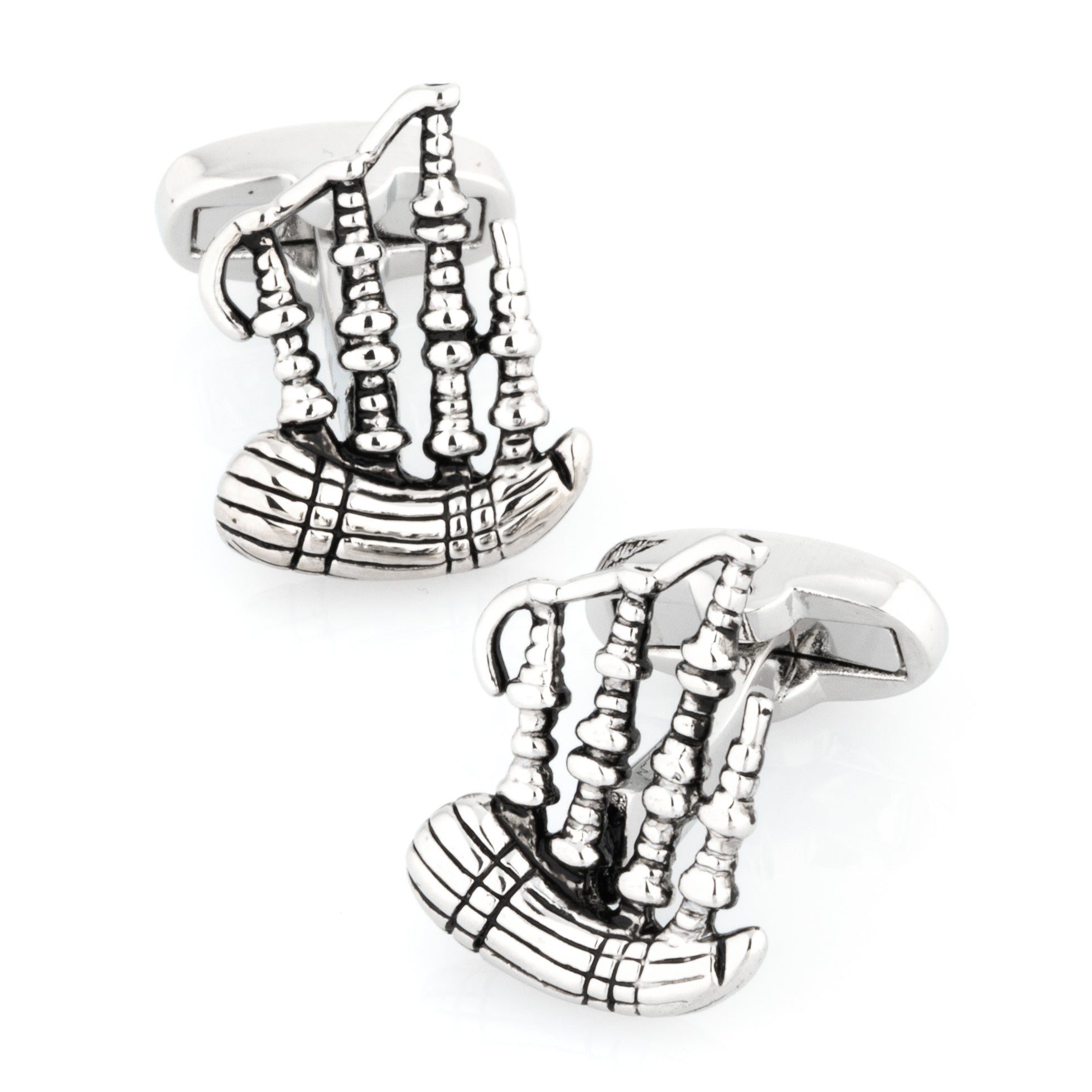 Scottish Bagpipe Cufflinks Silver