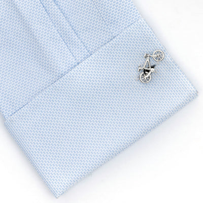 Silver Racing Bike Bicycle Cufflinks