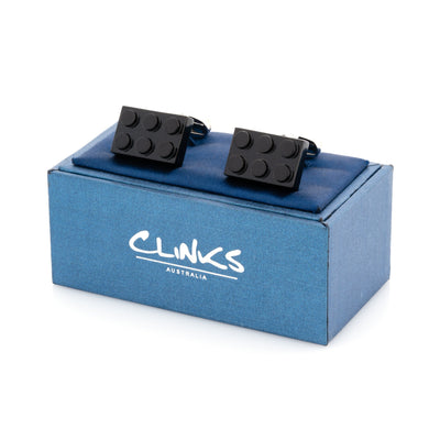 Black Building Block Cufflinks, Novelty Cufflinks, CL8710, Mens Cufflinks, Cufflinks, Cuffed, Clinks, Clinks Australia