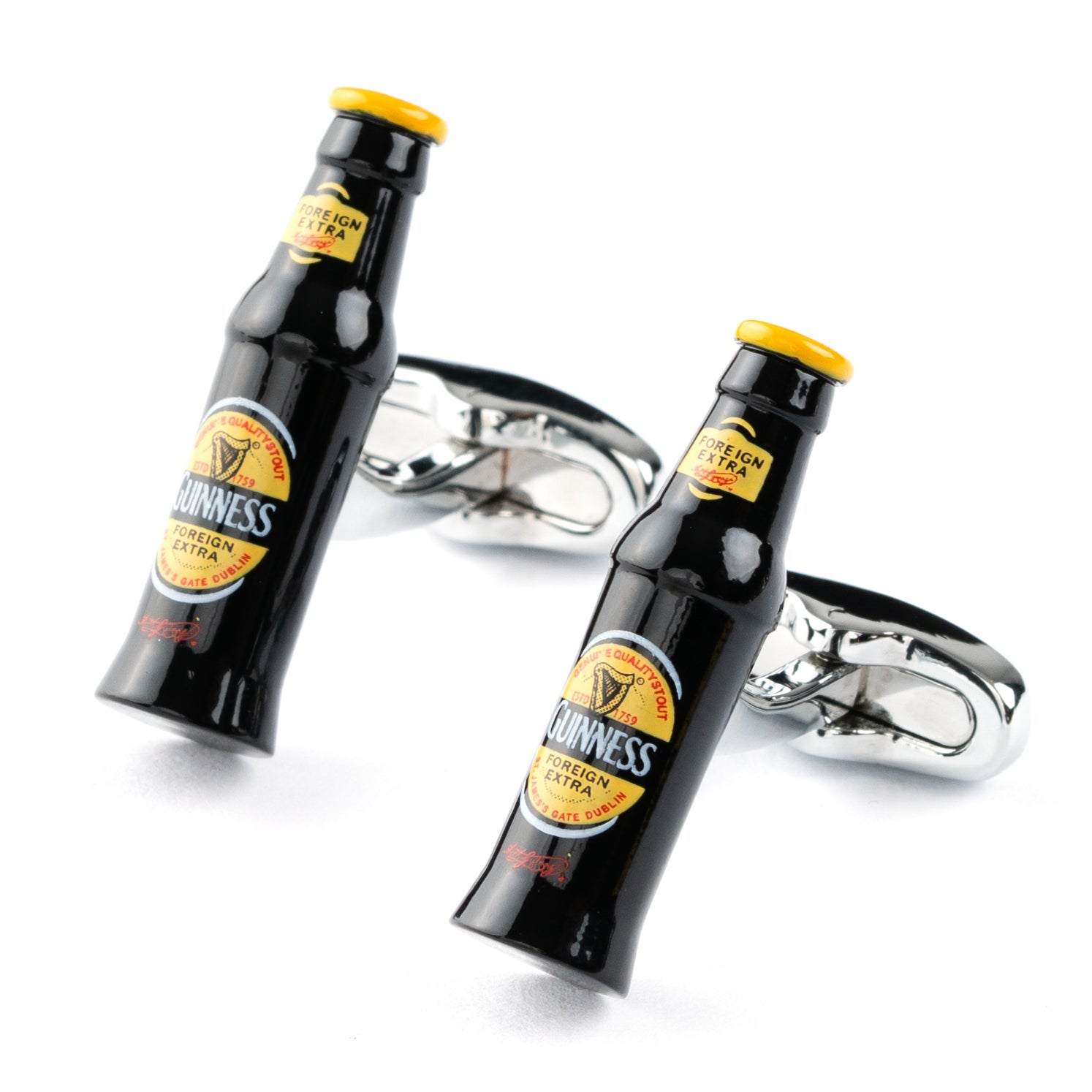 Black & Yellow Beer Bottle Cufflinks