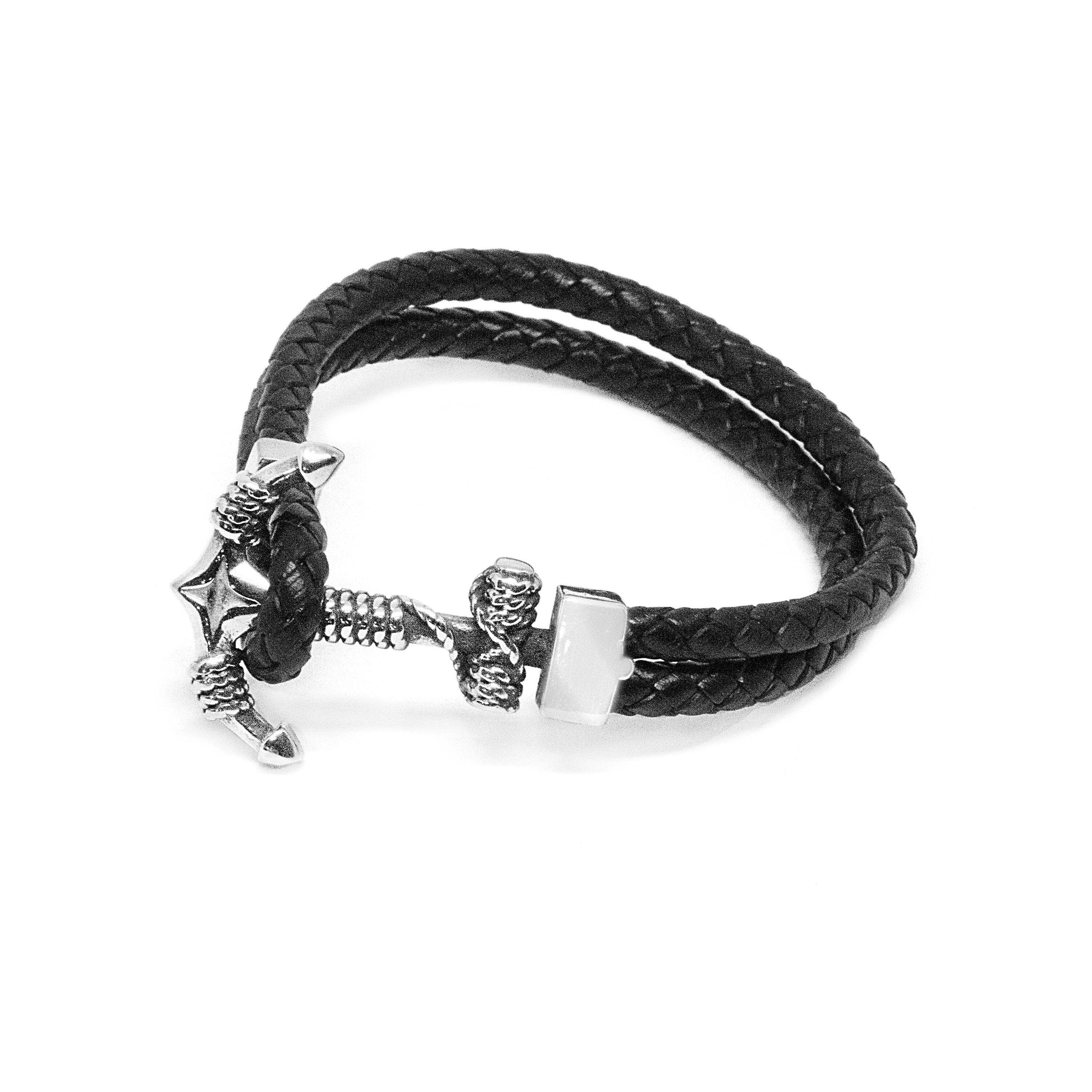 Double Black Leather Rope Anchor Bracelet Bracelet Clinks Australia 