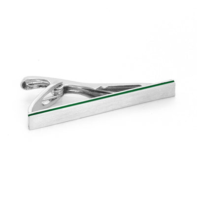 Brushed Silver with Black Edge Small Tie Clip