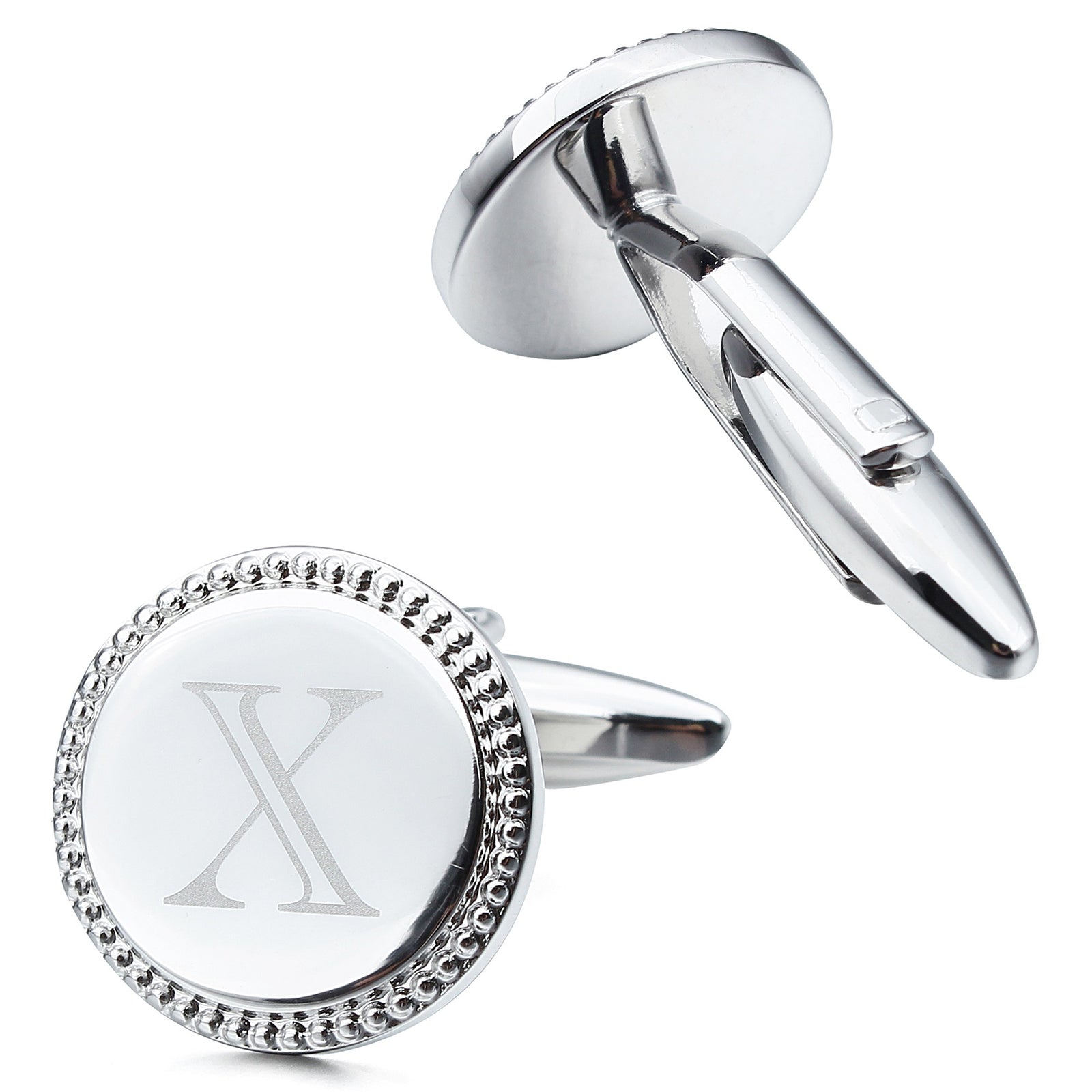 Letter X Initial Cufflinks -Round