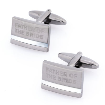 Father of the Bride Laser Etched Mother of Pearl Gunmetal Wedding Cufflinks