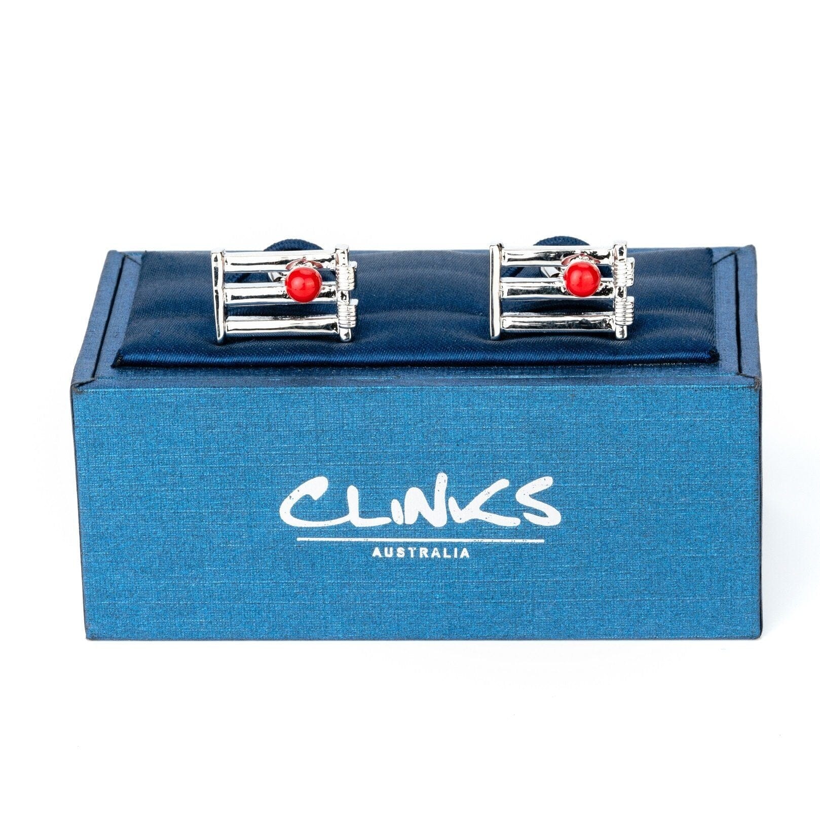Cricket Wicket and Red Ball Cufflinks Novelty Cufflinks Clinks Australia 