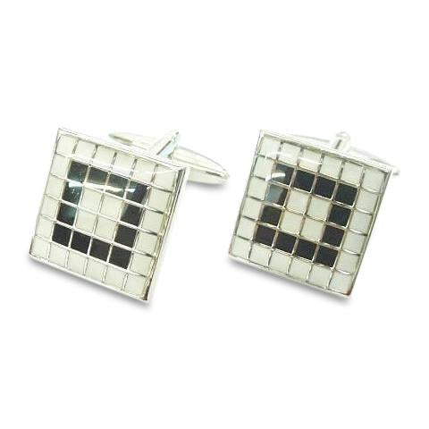 BlackWhite Tiled Mosaic Cufflinks