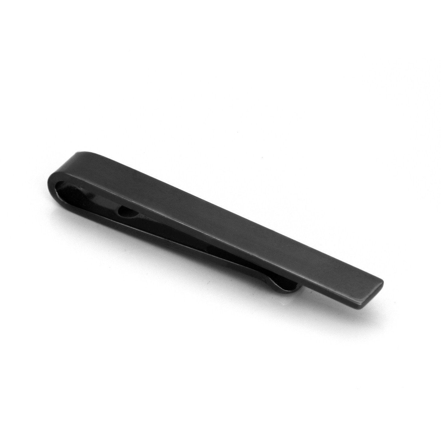 Black Metallic Small Tie Bar, Tie Bars, TC1250, Mens Tie Bar, Cuffed, Clinks, Clinks Australia