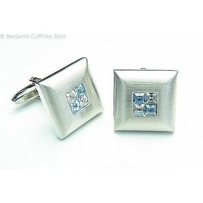 Blue Crystal Four Square Cufflinks