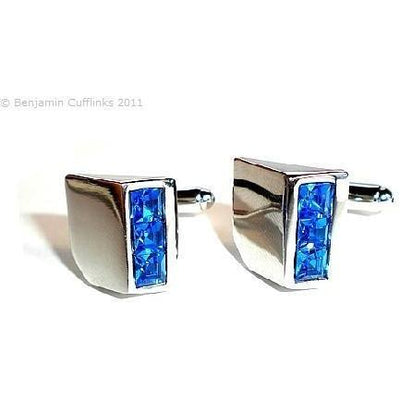 Blue Crystal Wedge Cufflinks