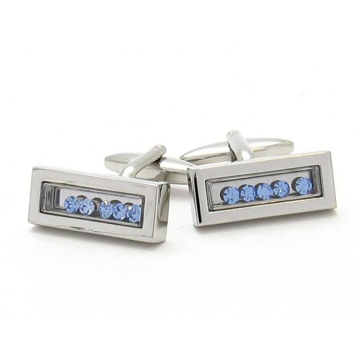 Blue Flowing Crystal Cufflinks