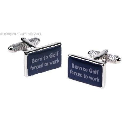 Born to Golf, Forced to Work Slogan Cufflinks