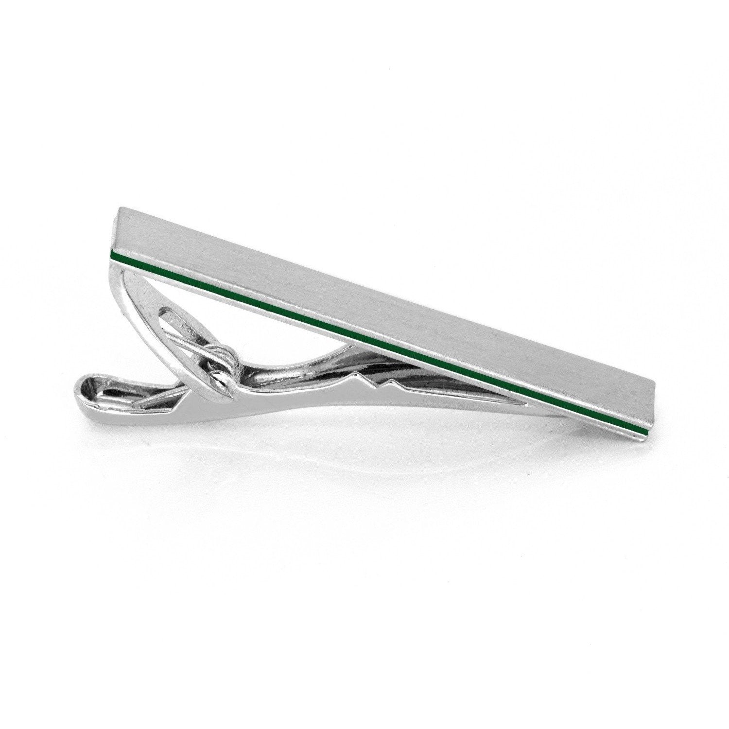 Brushed Silver with Black Edge Small Tie Clip