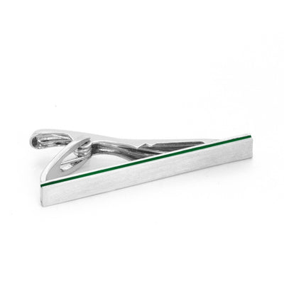 Brushed Silver with Black Edge Small Tie Clip