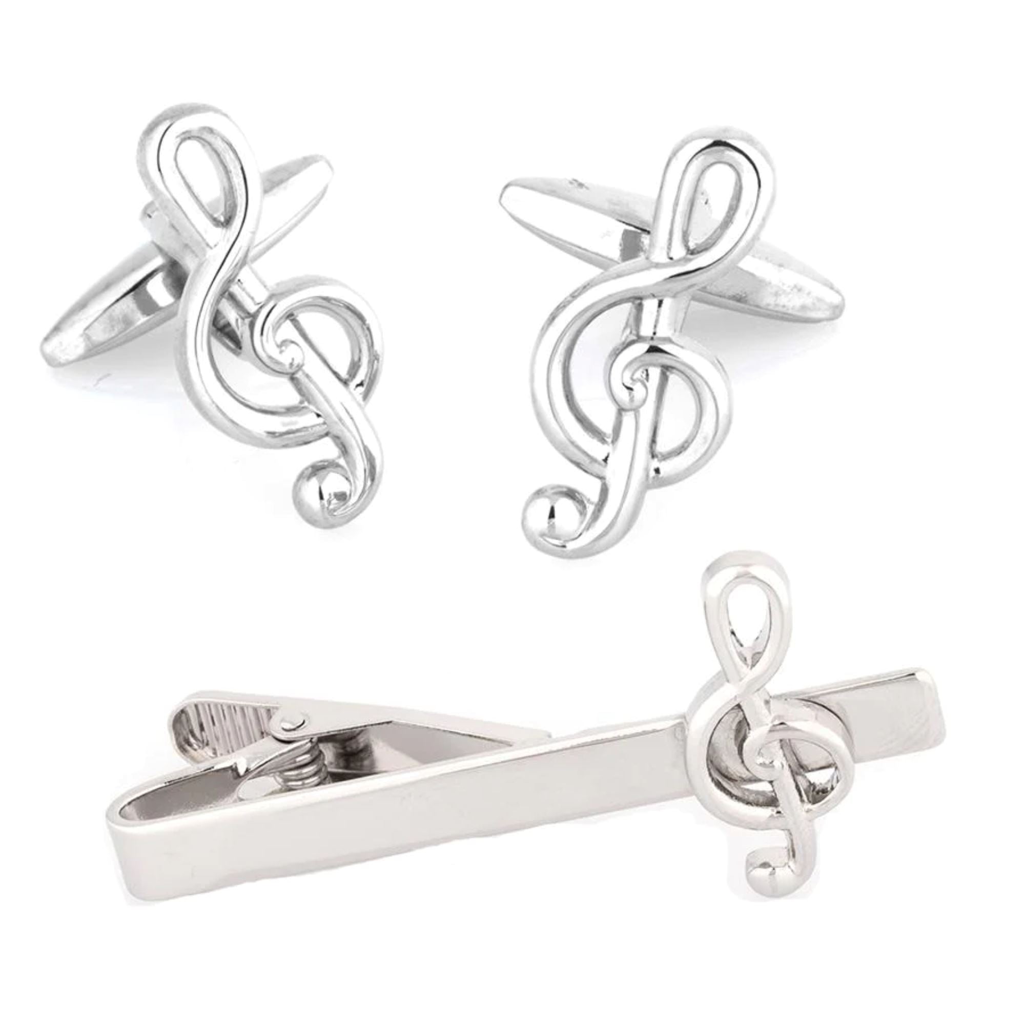 Music Treble Clef Cufflinks & Tie Clip Set Gift Set Clinks Australia 