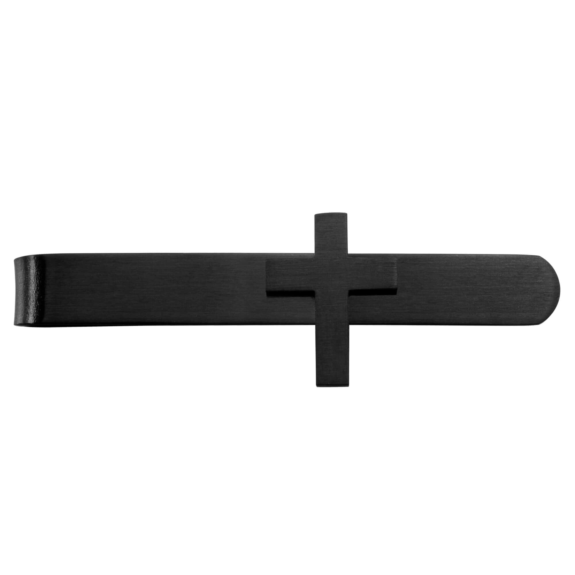 Cross Tie Bar in Brushed Black Tie Bars Clinks Australia 