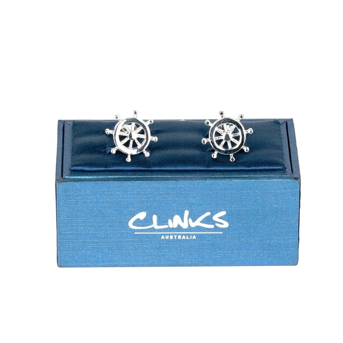 Silver Helm Ships Wheel Cufflinks Novelty Cufflinks Clinks Australia 