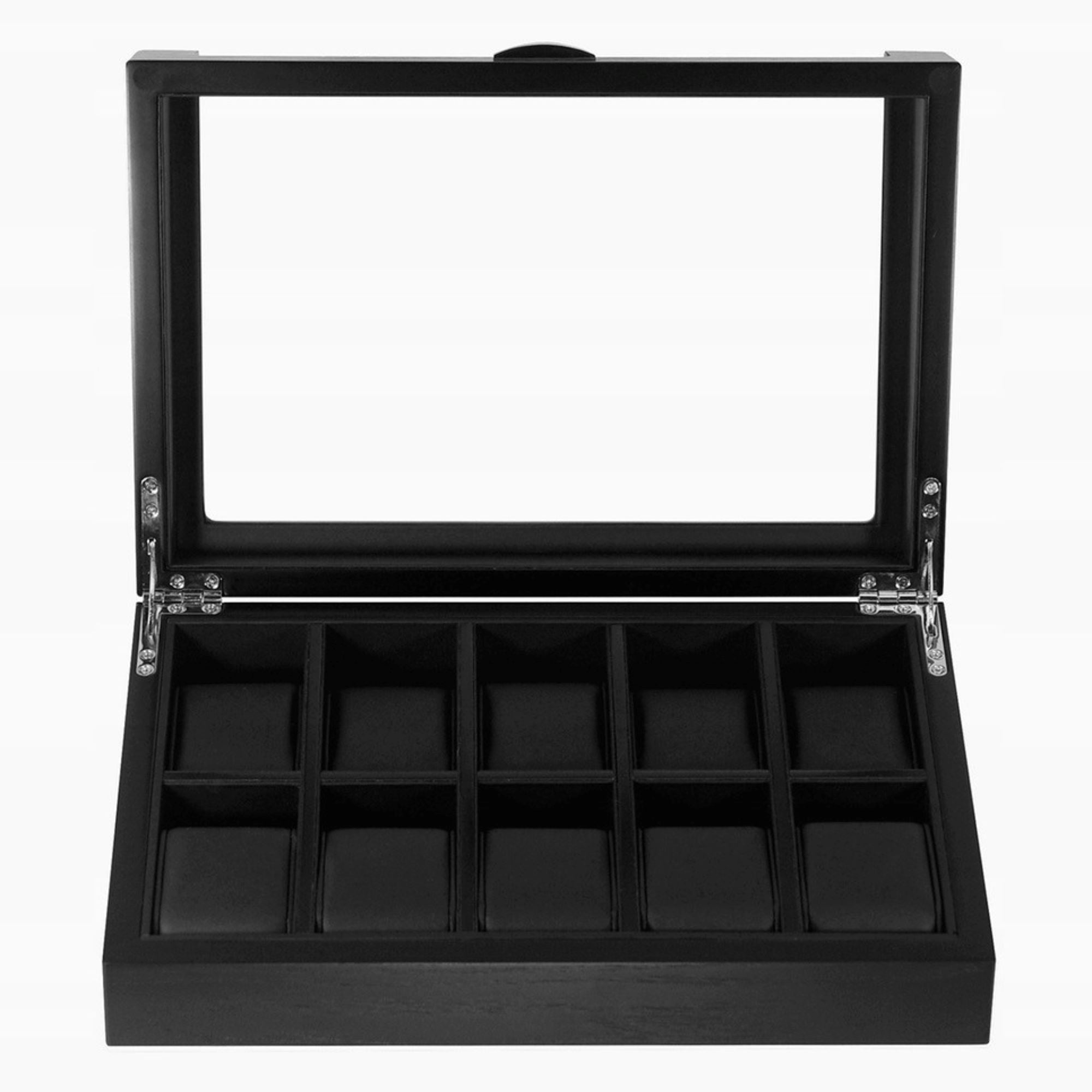 Black Wooden Watch Box for 10 Watches Watch Boxes Clinks 