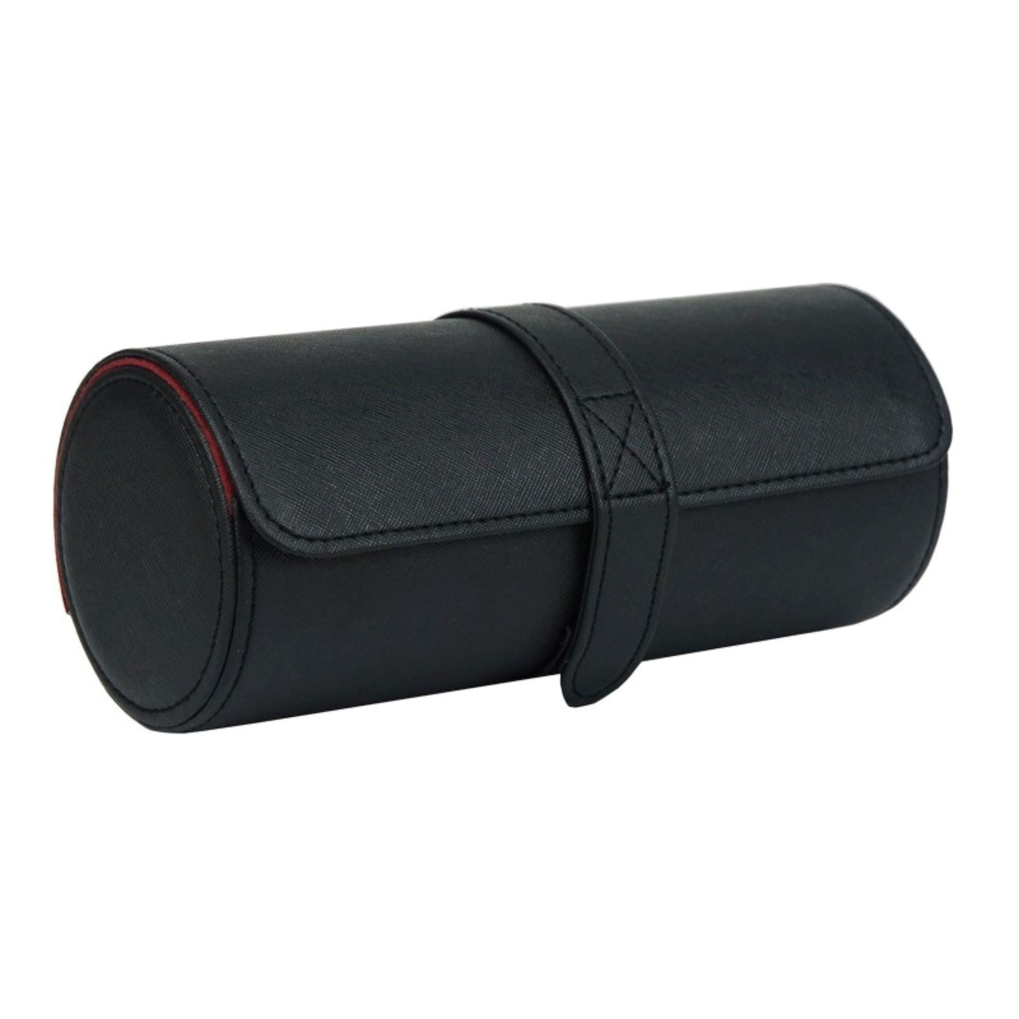 Watch Roll Case for 3 in Black Vegan Leather Watch Boxes Clinks 