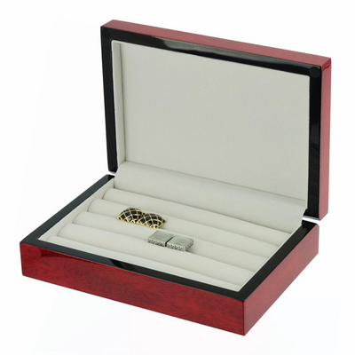 16 Pairs Wooden Cufflink Box Cherry