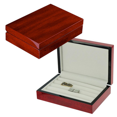 16 Pairs Wooden Cufflink Box Cherry