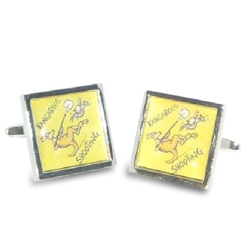 Road Sign Cufflinks: Beware Kangaroos Shooting